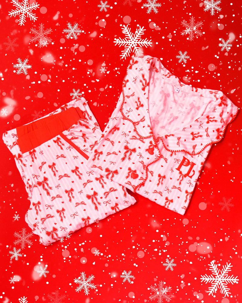 P.Louise Adults Christmas Bow Pyjamas - Trousers Set