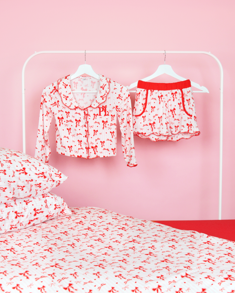 P.Louise Kids Christmas Bow Pyjamas - Shorts Set